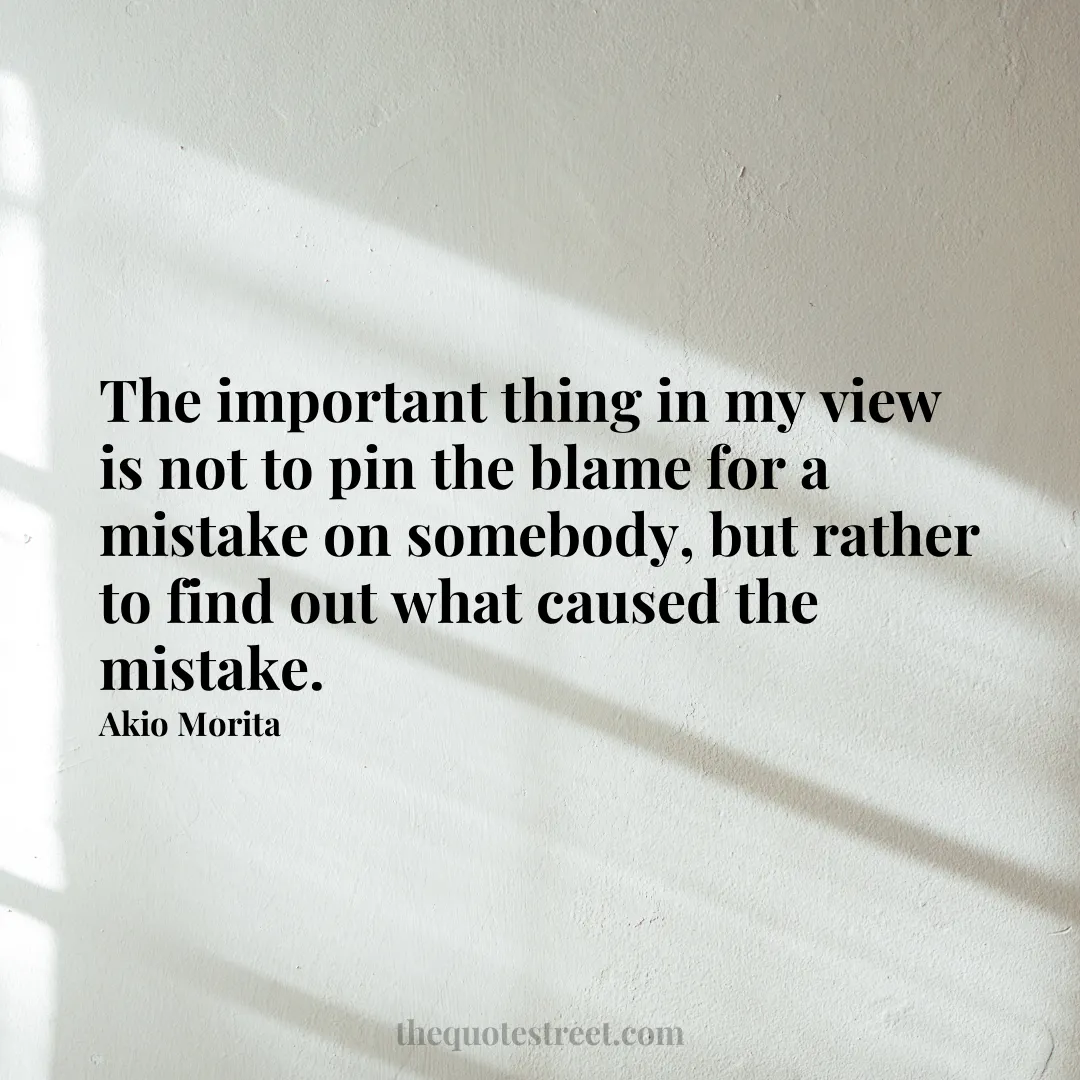 The important thing in my view is not to pin the blame for a mistake on somebody