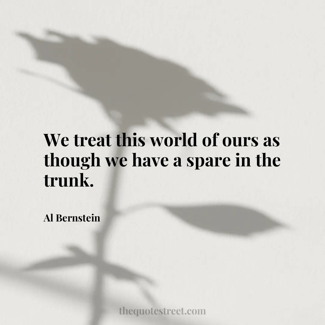 We treat this world of ours as though we have a spare in the trunk. - Al Bernstein