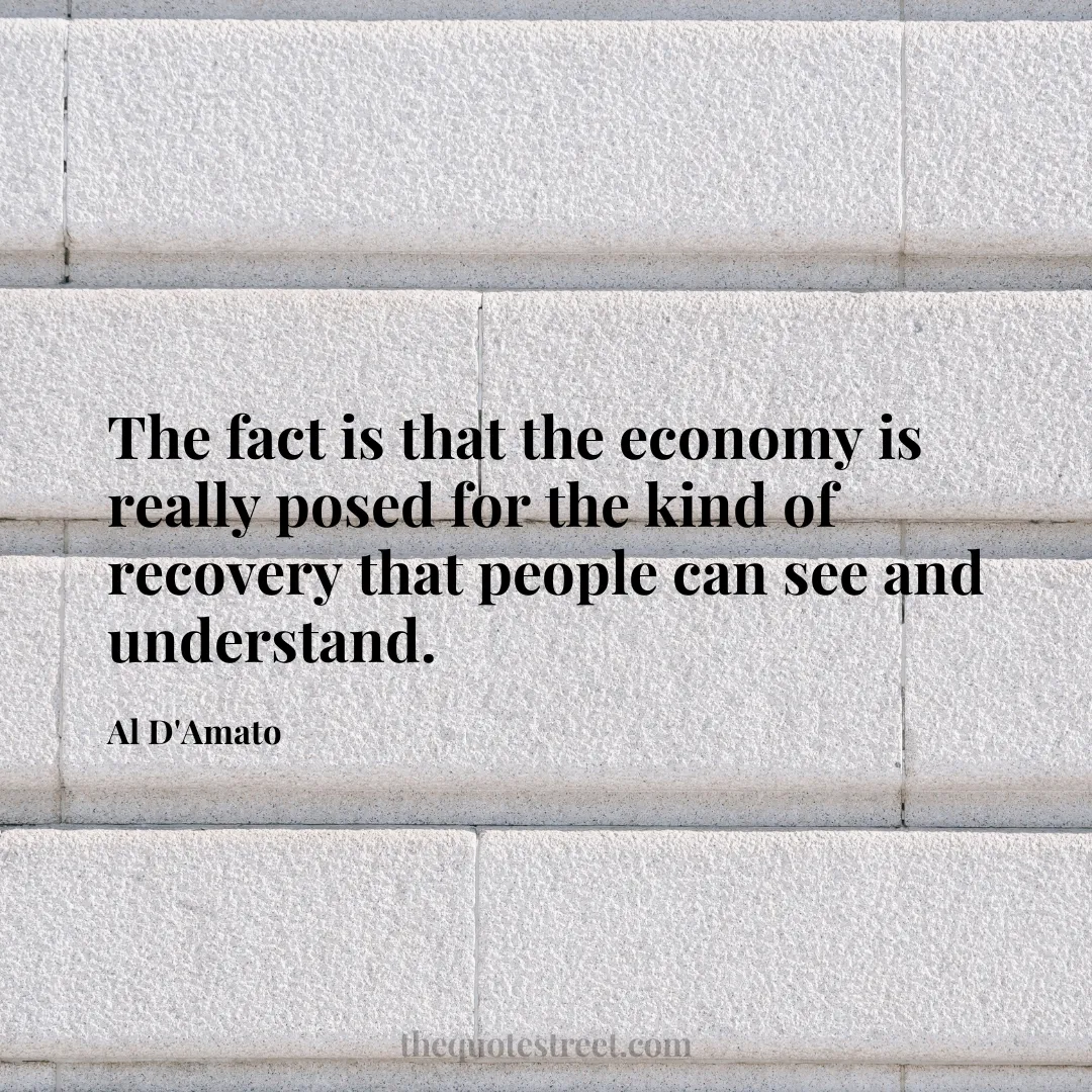 The fact is that the economy is really posed for the kind of recovery that people can see and understand. - Al D'Amato