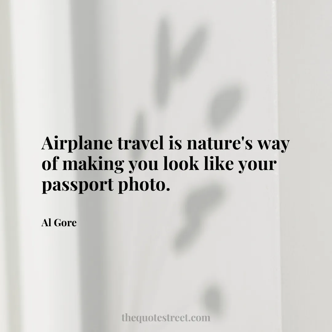 Airplane travel is nature's way of making you look like your passport photo. - Al Gore