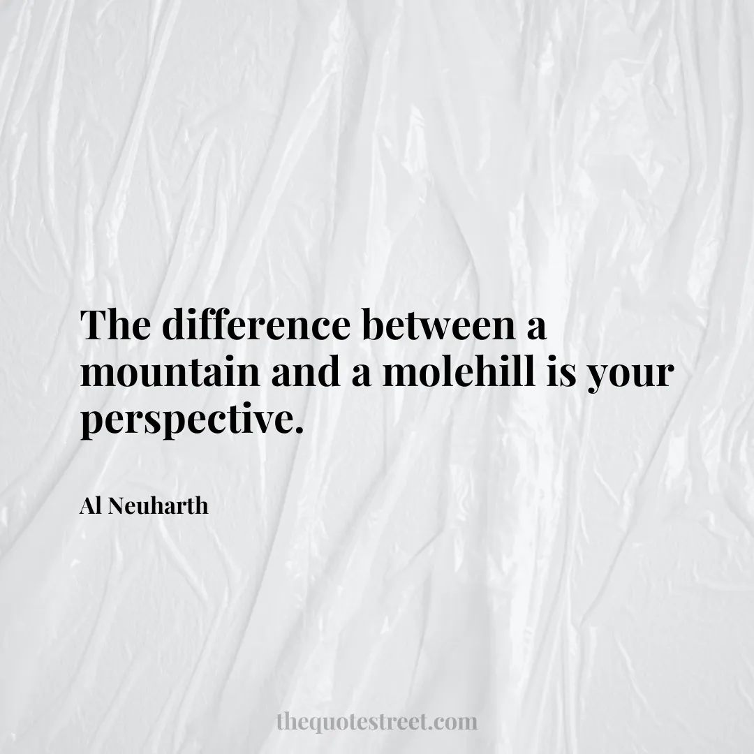 The difference between a mountain and a molehill is your perspective. - Al Neuharth