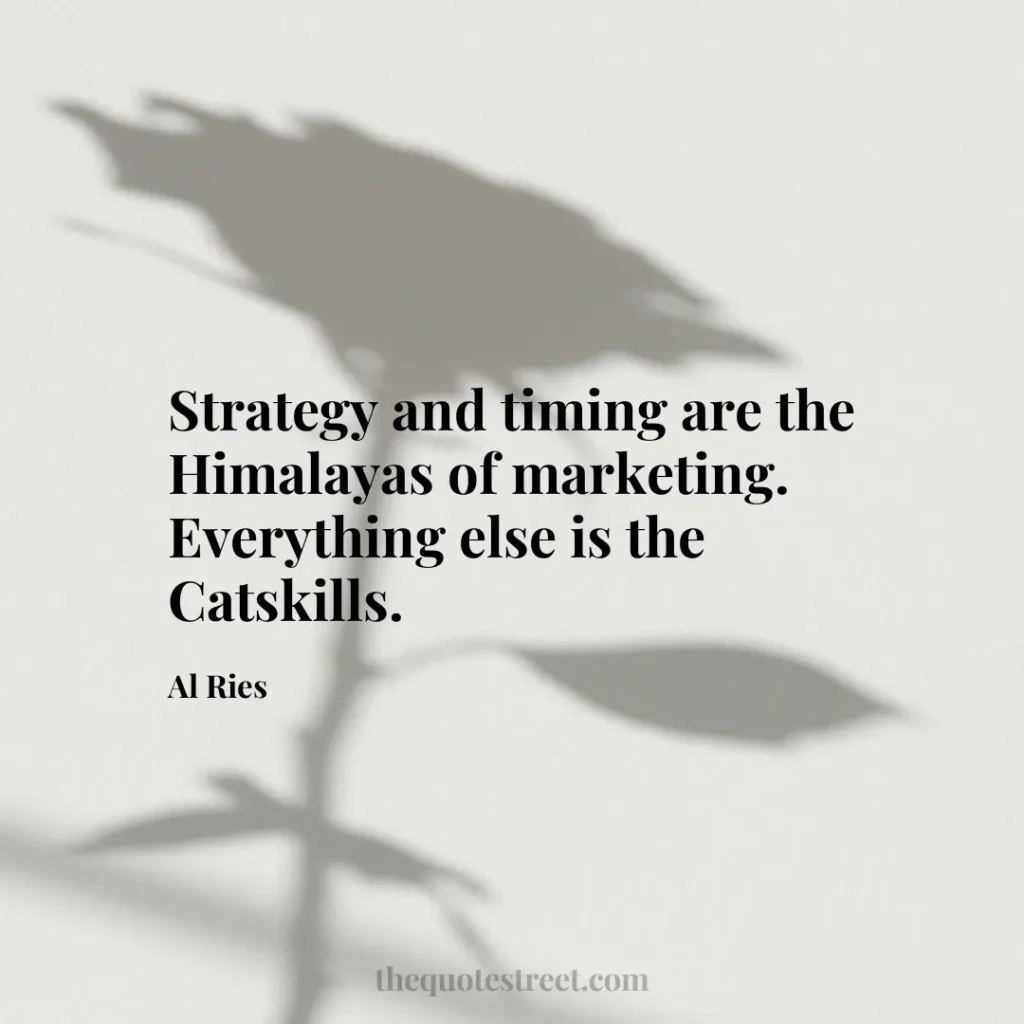 Strategy and timing are the Himalayas of marketing. Everything else is the Catskills. - Al Ries