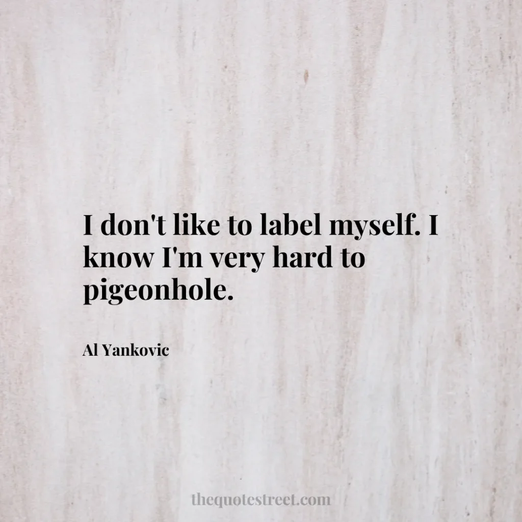 I don't like to label myself. I know I'm very hard to pigeonhole. - Al Yankovic