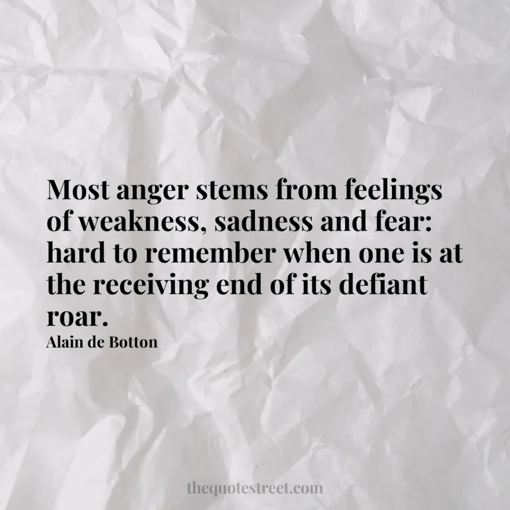 Most anger stems from feelings of weakness