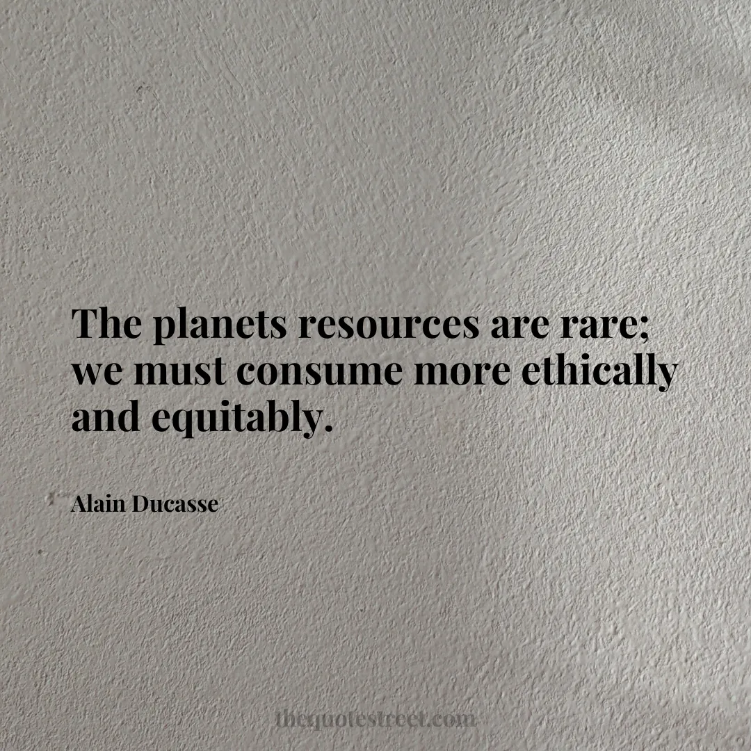 The planets resources are rare; we must consume more ethically and equitably. - Alain Ducasse