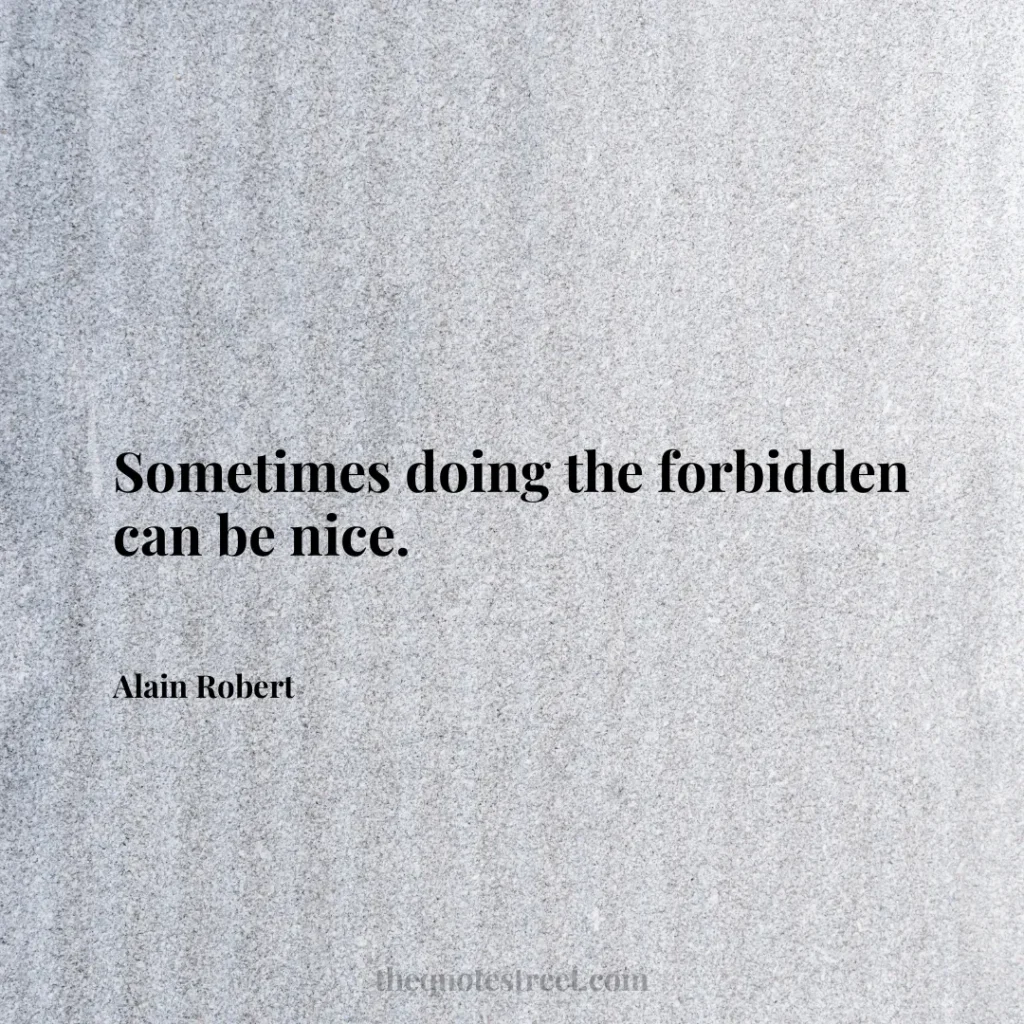 Sometimes doing the forbidden can be nice. - Alain Robert