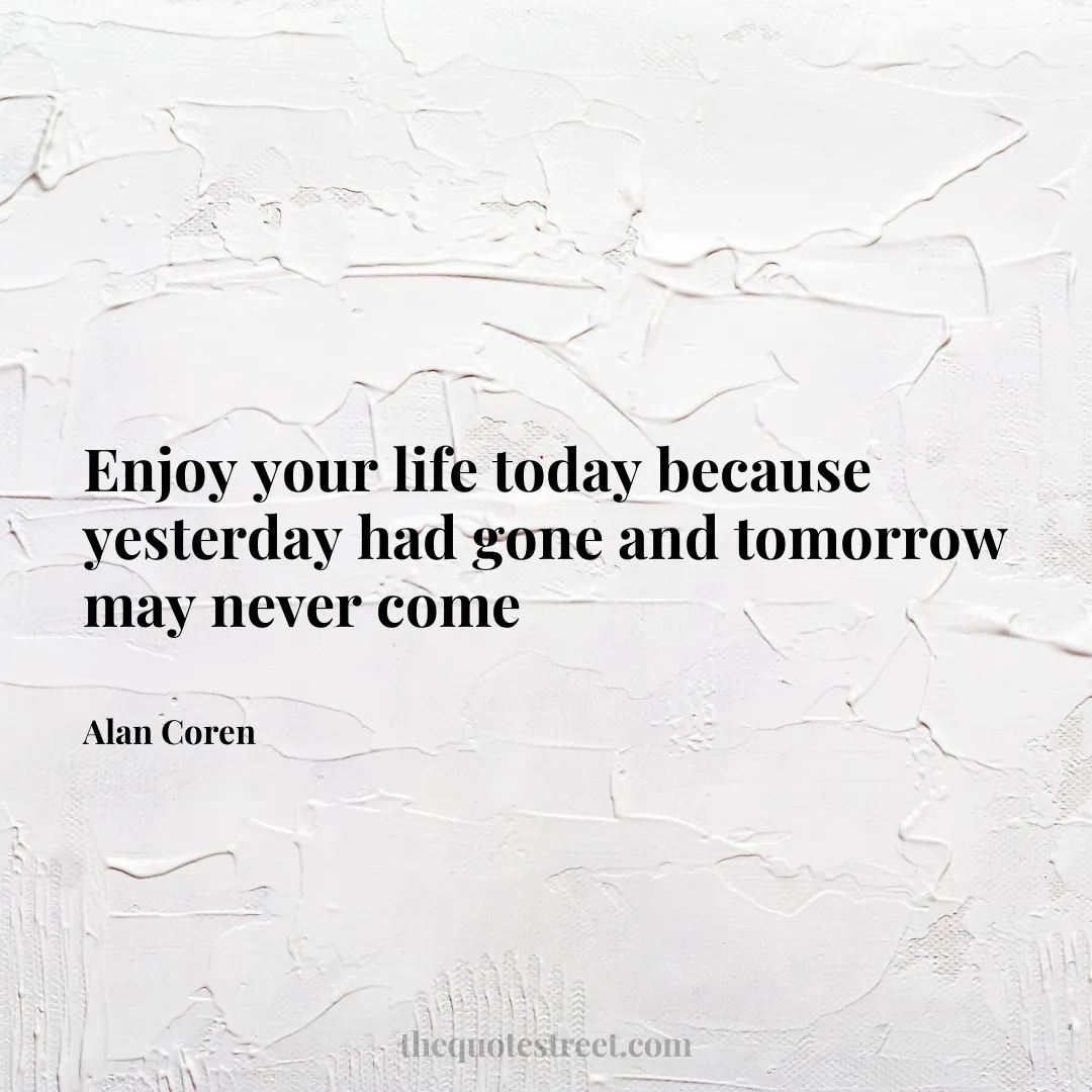 Enjoy your life today because yesterday had gone and tomorrow may never come - Alan Coren
