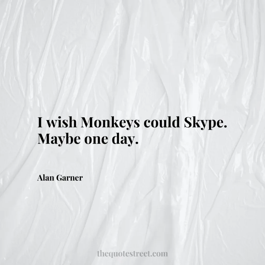I wish Monkeys could Skype. Maybe one day. - Alan Garner