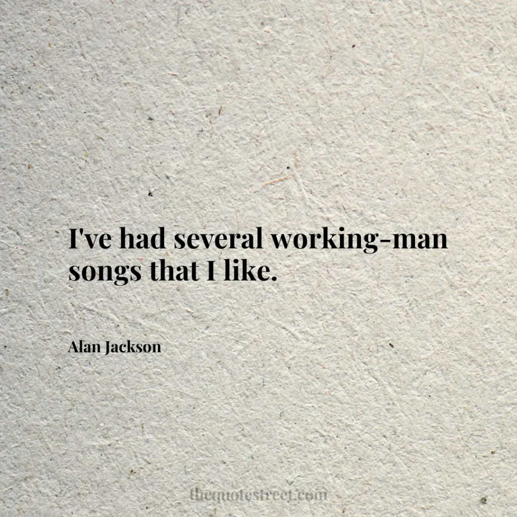 I've had several working-man songs that I like. - Alan Jackson