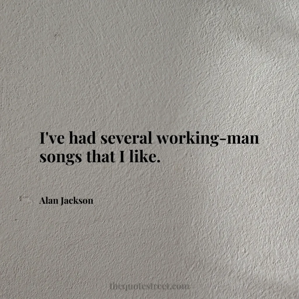 I've had several working-man songs that I like. - Alan Jackson