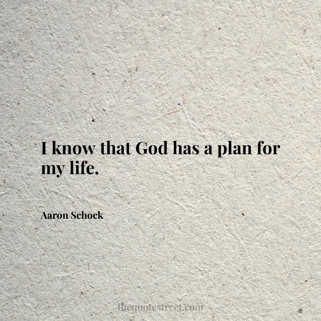 I know that God has a plan for my life. - Aaron Schock