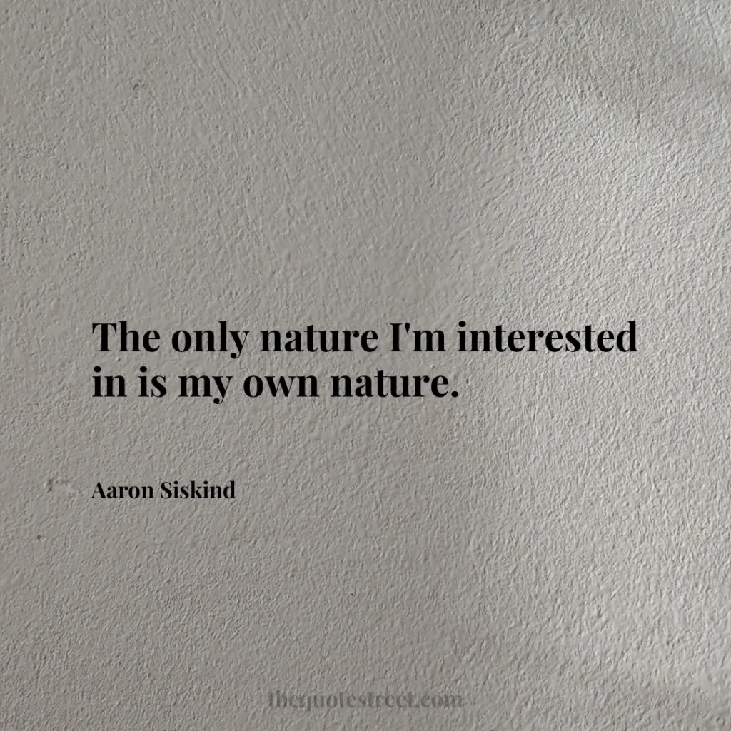 The only nature I'm interested in is my own nature. - Aaron Siskind