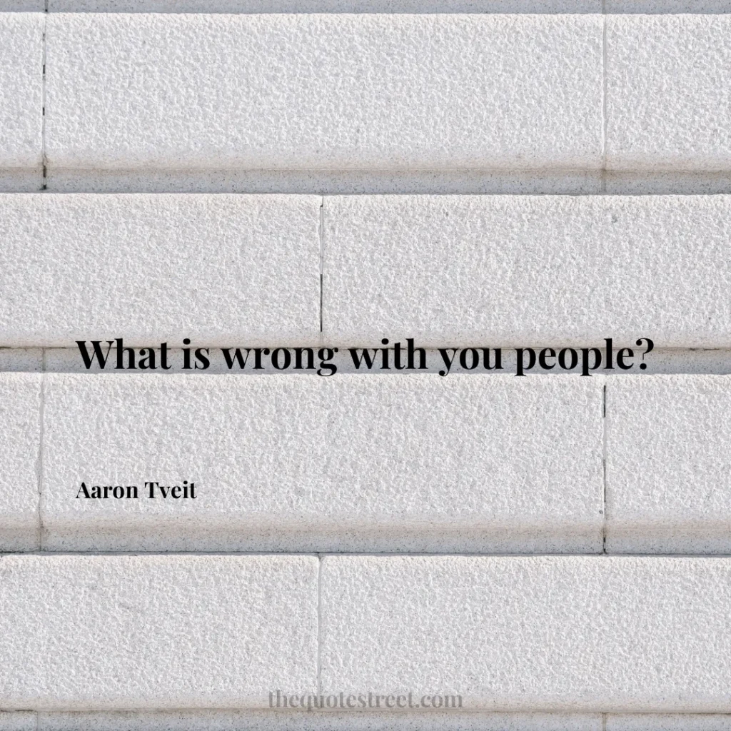 What is wrong with you people? - Aaron Tveit
