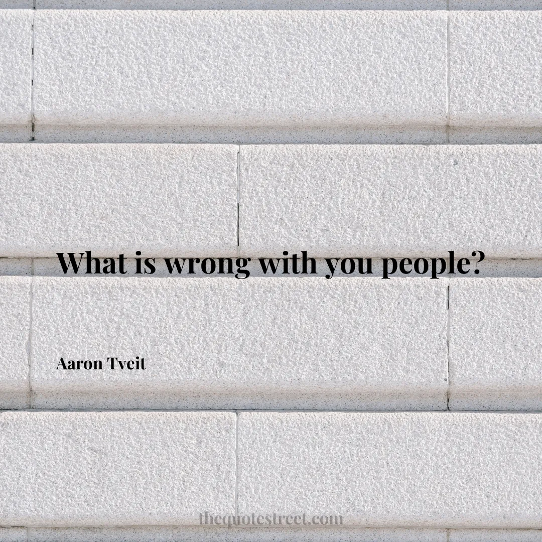 What is wrong with you people? - Aaron Tveit