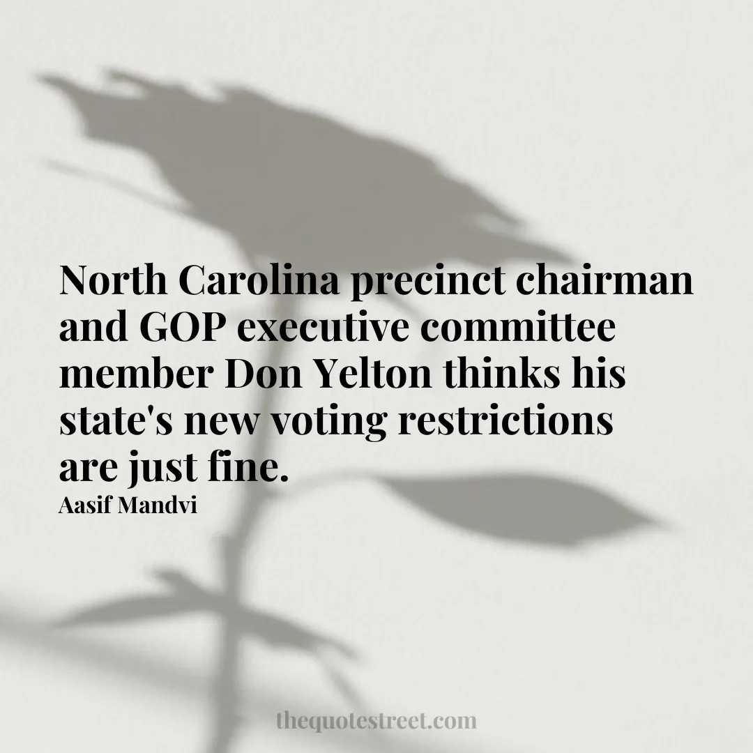 North Carolina precinct chairman and GOP executive committee member Don Yelton thinks his state's new voting restrictions are just fine. - Aasif Mandvi