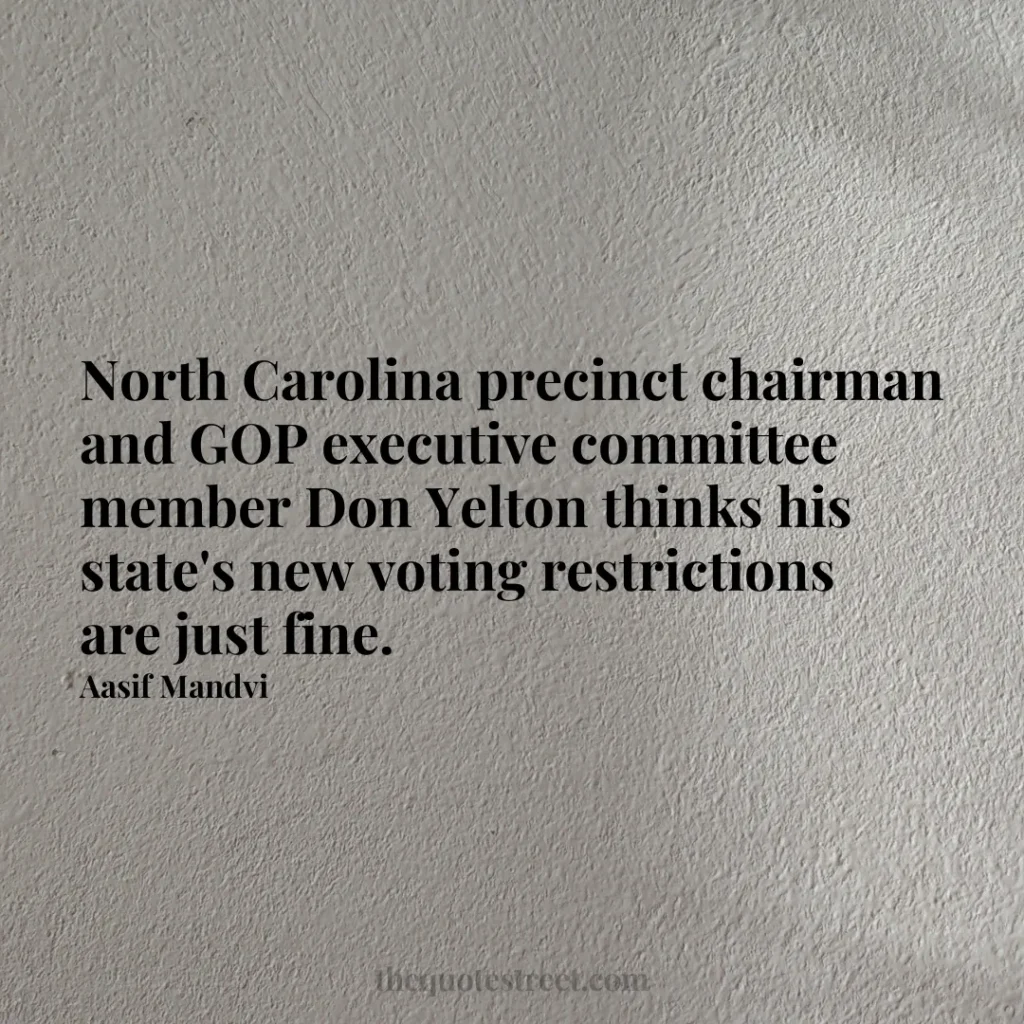 North Carolina precinct chairman and GOP executive committee member Don Yelton thinks his state's new voting restrictions are just fine. - Aasif Mandvi