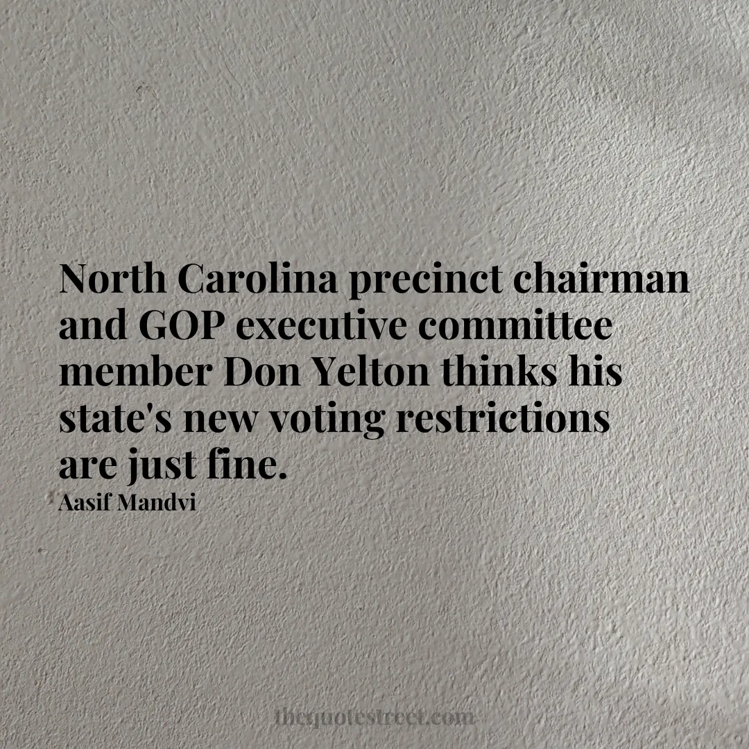 North Carolina precinct chairman and GOP executive committee member Don Yelton thinks his state's new voting restrictions are just fine. - Aasif Mandvi