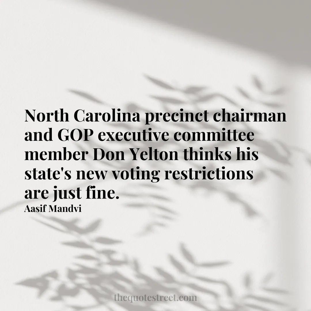 North Carolina precinct chairman and GOP executive committee member Don Yelton thinks his state's new voting restrictions are just fine. - Aasif Mandvi