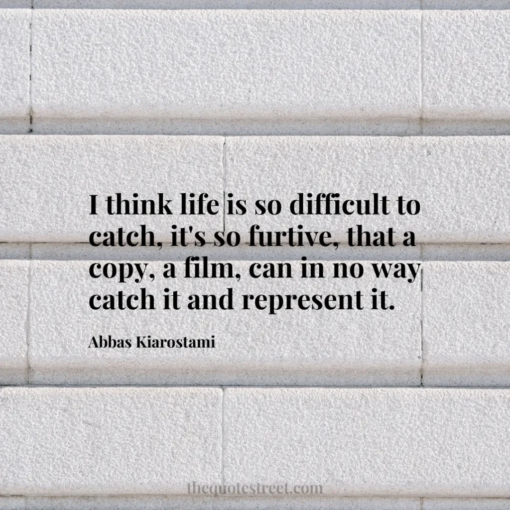 I think life is so difficult to catch