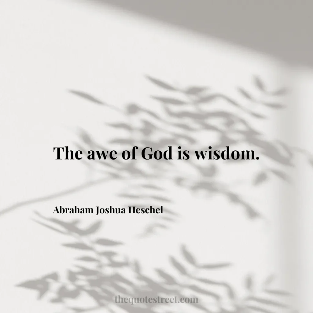The awe of God is wisdom. - Abraham Joshua Heschel