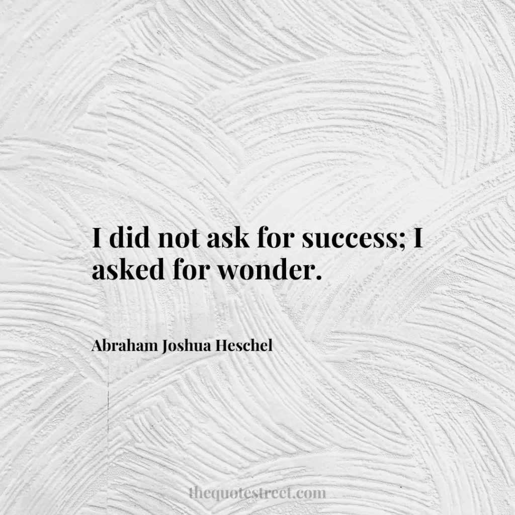 I did not ask for success; I asked for wonder. - Abraham Joshua Heschel