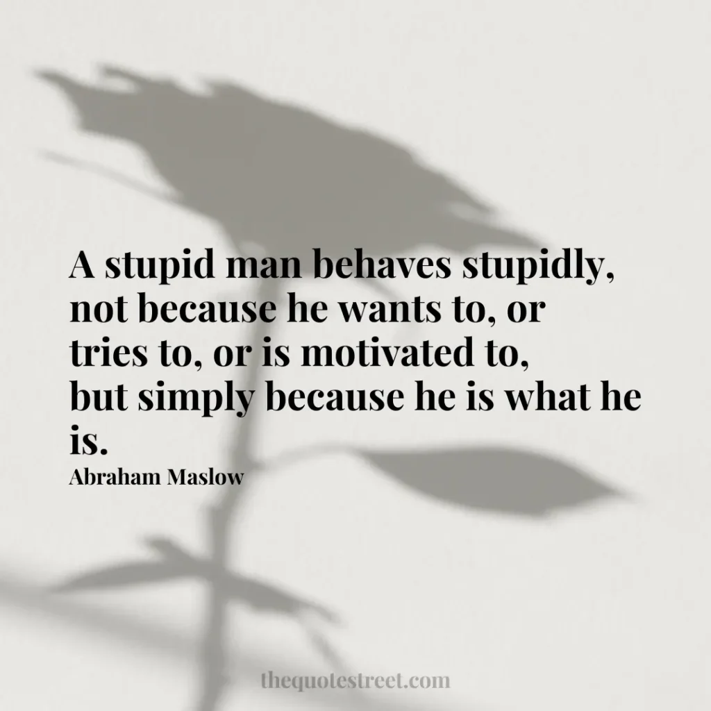 A stupid man behaves stupidly