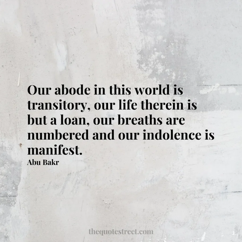 Our abode in this world is transitory