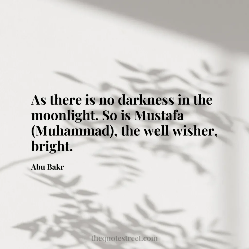 As there is no darkness in the moonlight. So is Mustafa (Muhammad)