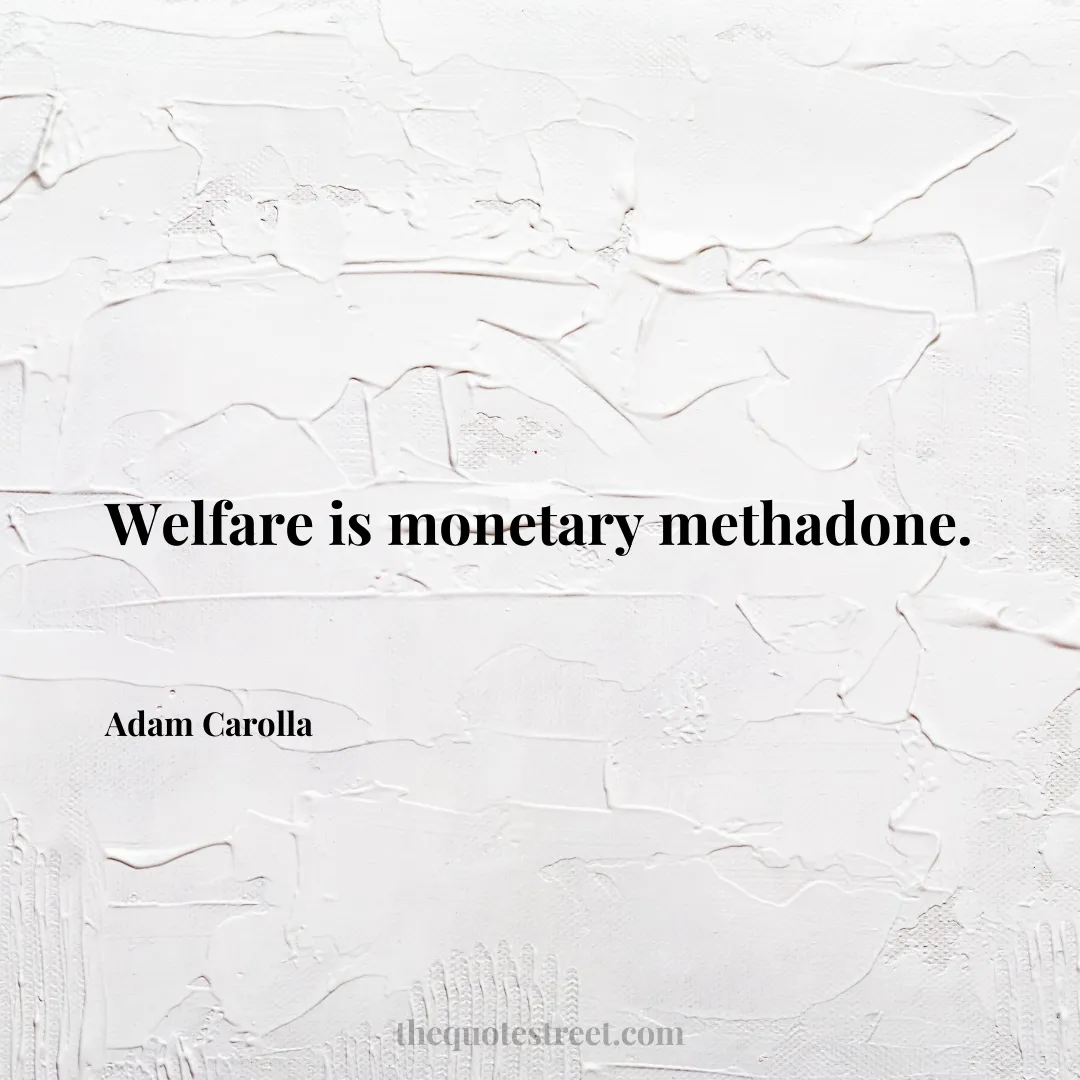 Welfare is monetary methadone. - Adam Carolla