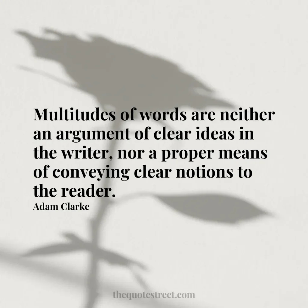 Multitudes of words are neither an argument of clear ideas in the writer
