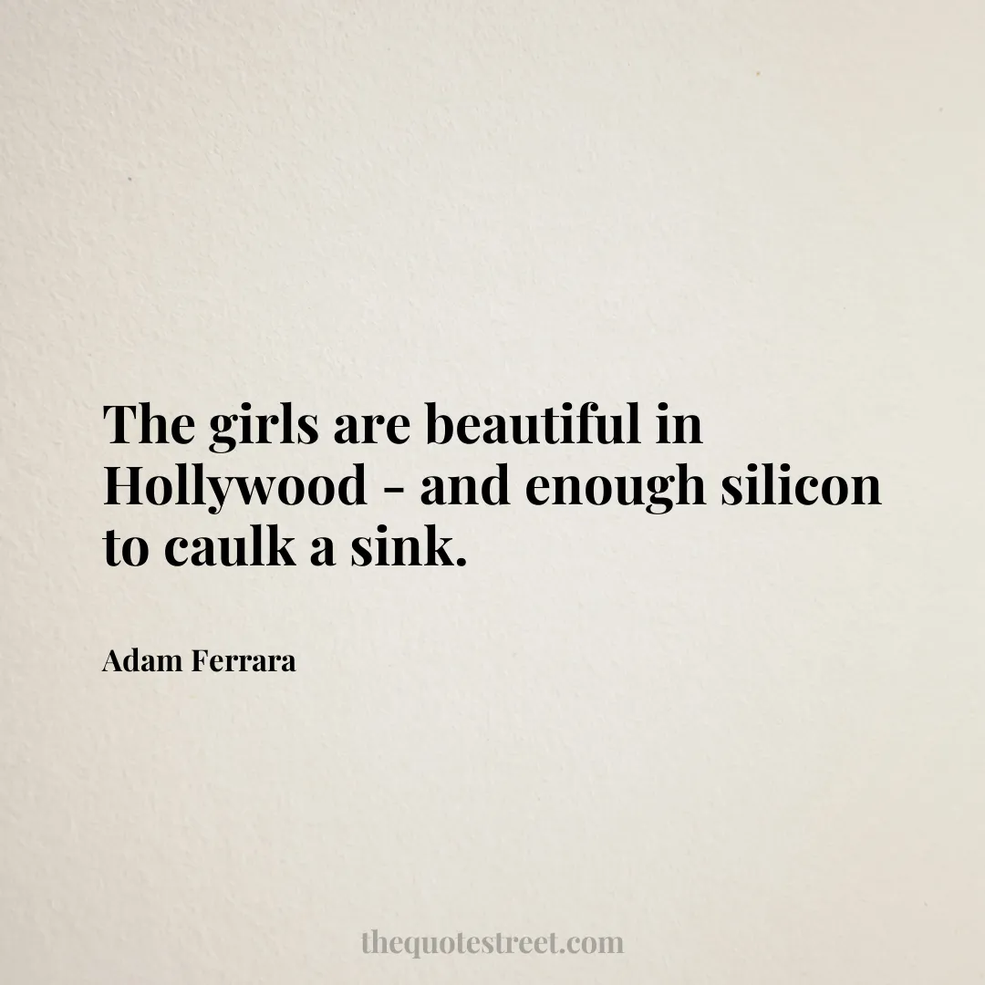 The girls are beautiful in Hollywood - and enough silicon to caulk a sink. - Adam Ferrara