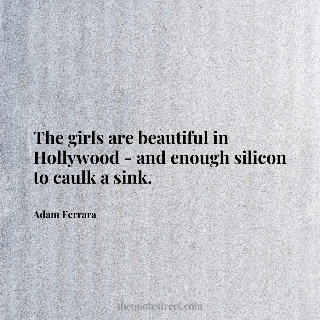 The girls are beautiful in Hollywood - and enough silicon to caulk a sink. - Adam Ferrara