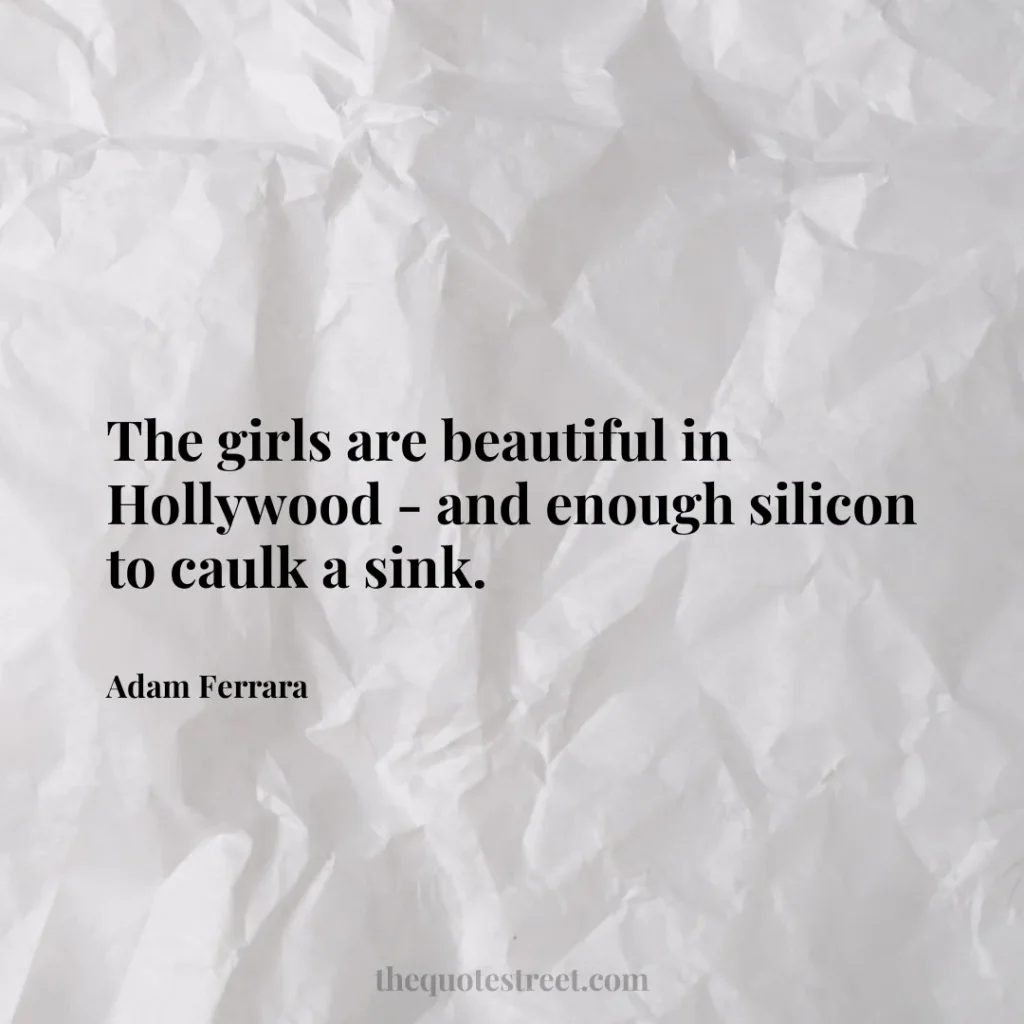 The girls are beautiful in Hollywood - and enough silicon to caulk a sink. - Adam Ferrara