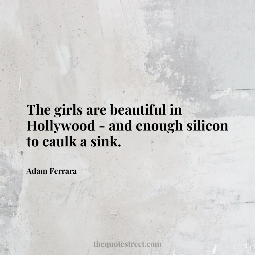 The girls are beautiful in Hollywood - and enough silicon to caulk a sink. - Adam Ferrara
