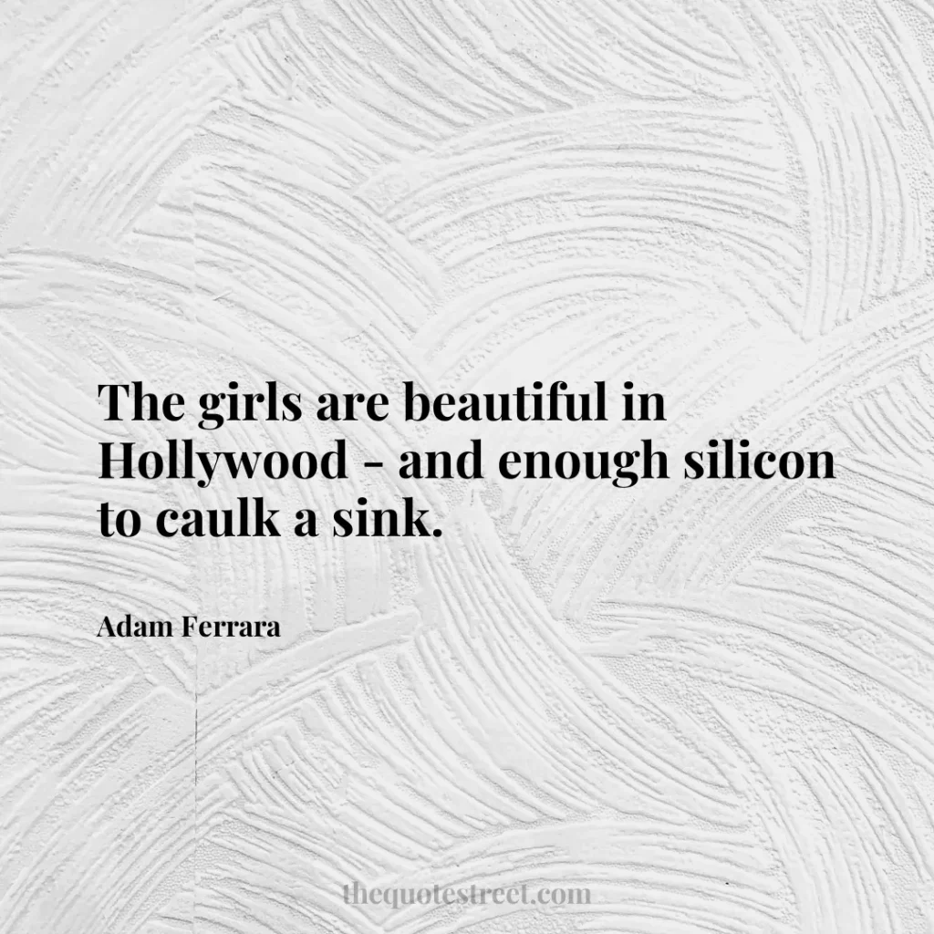 The girls are beautiful in Hollywood - and enough silicon to caulk a sink. - Adam Ferrara