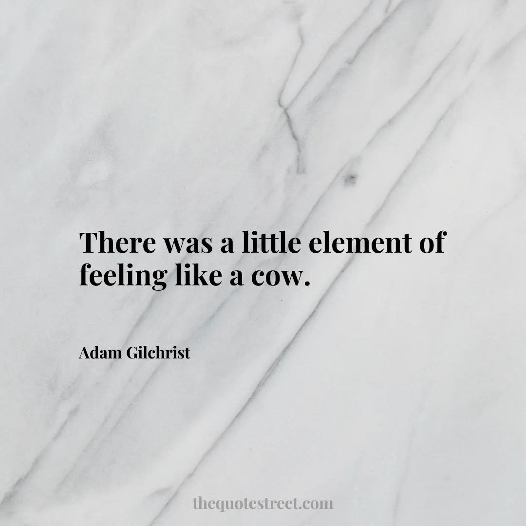 There was a little element of feeling like a cow. - Adam Gilchrist