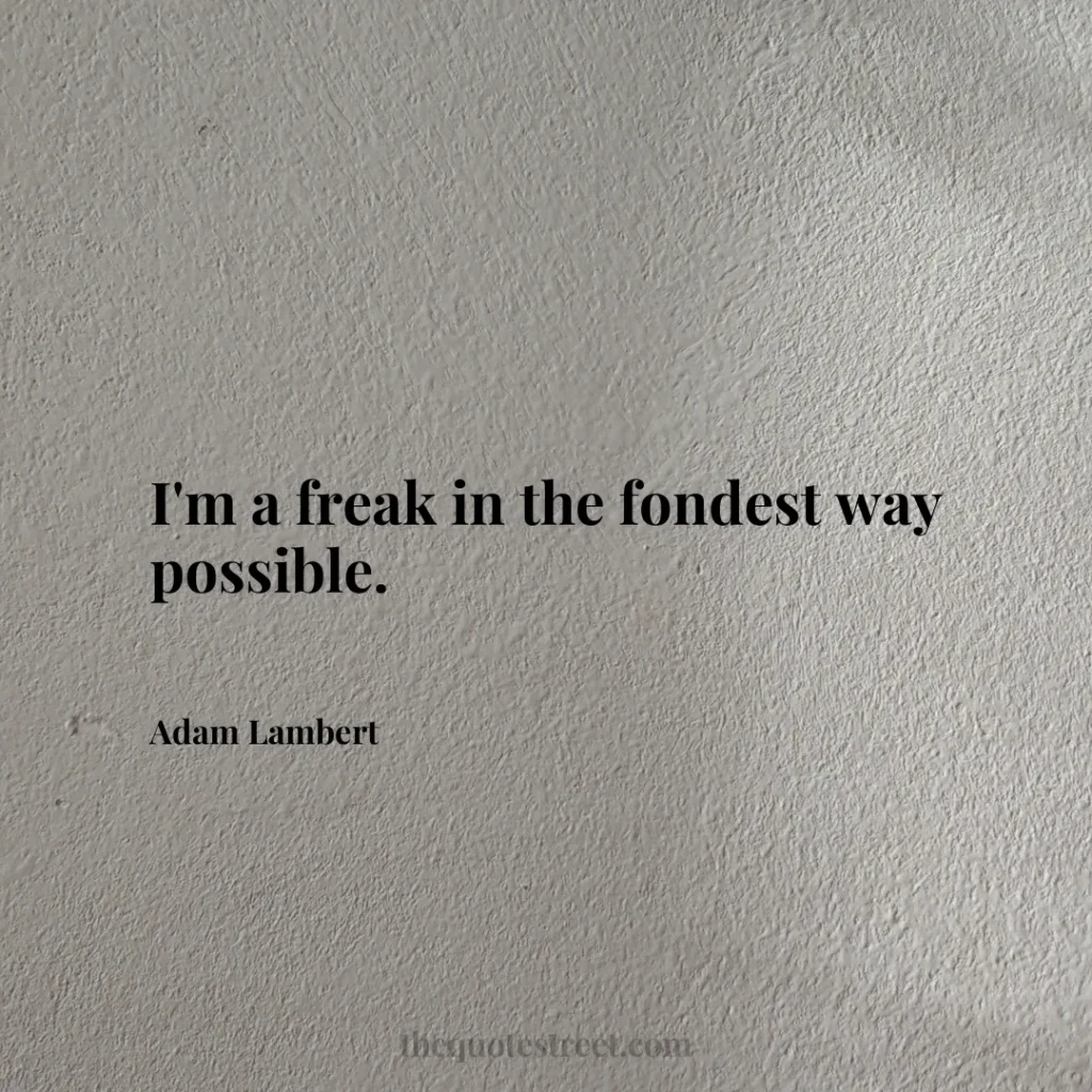 I'm a freak in the fondest way possible. - Adam Lambert
