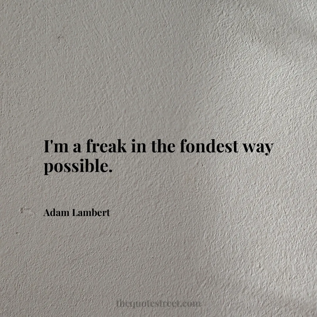 I'm a freak in the fondest way possible. - Adam Lambert