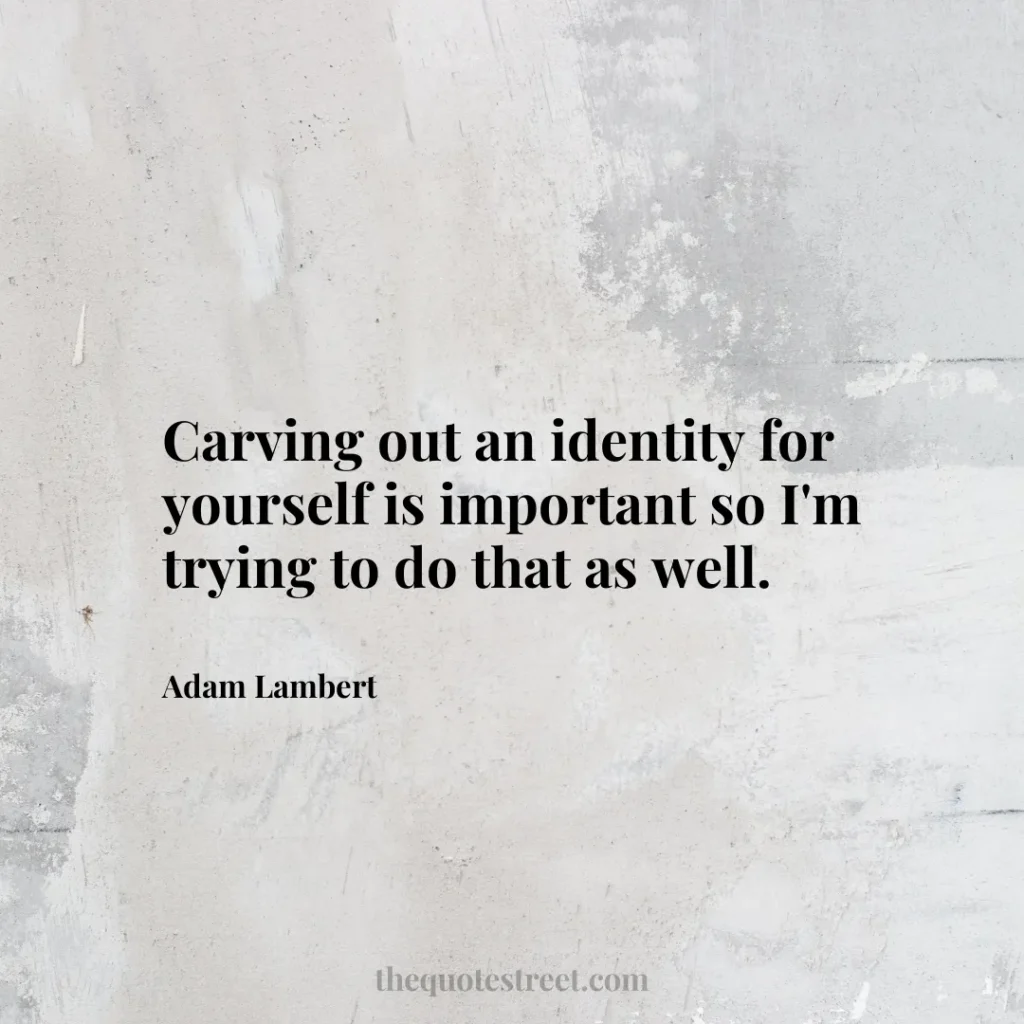 Carving out an identity for yourself is important so I'm trying to do that as well. - Adam Lambert