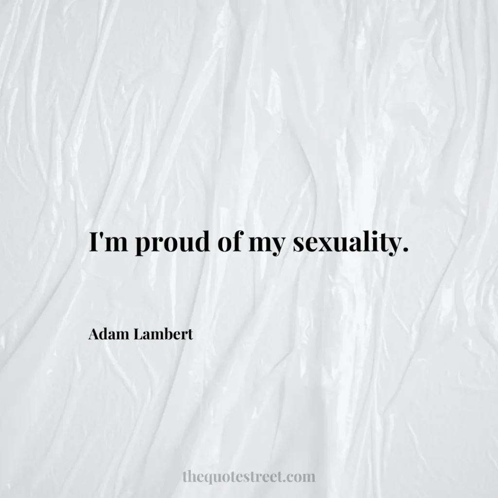 I'm proud of my sexuality. - Adam Lambert
