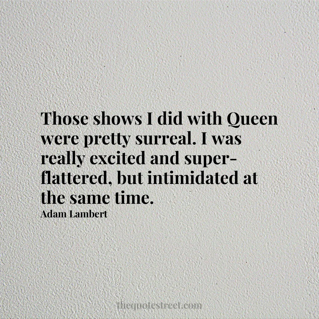 Those shows I did with Queen were pretty surreal. I was really excited and super-flattered