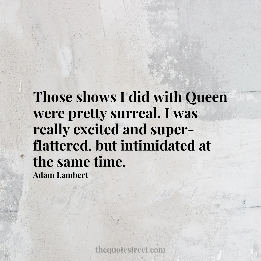 Those shows I did with Queen were pretty surreal. I was really excited and super-flattered