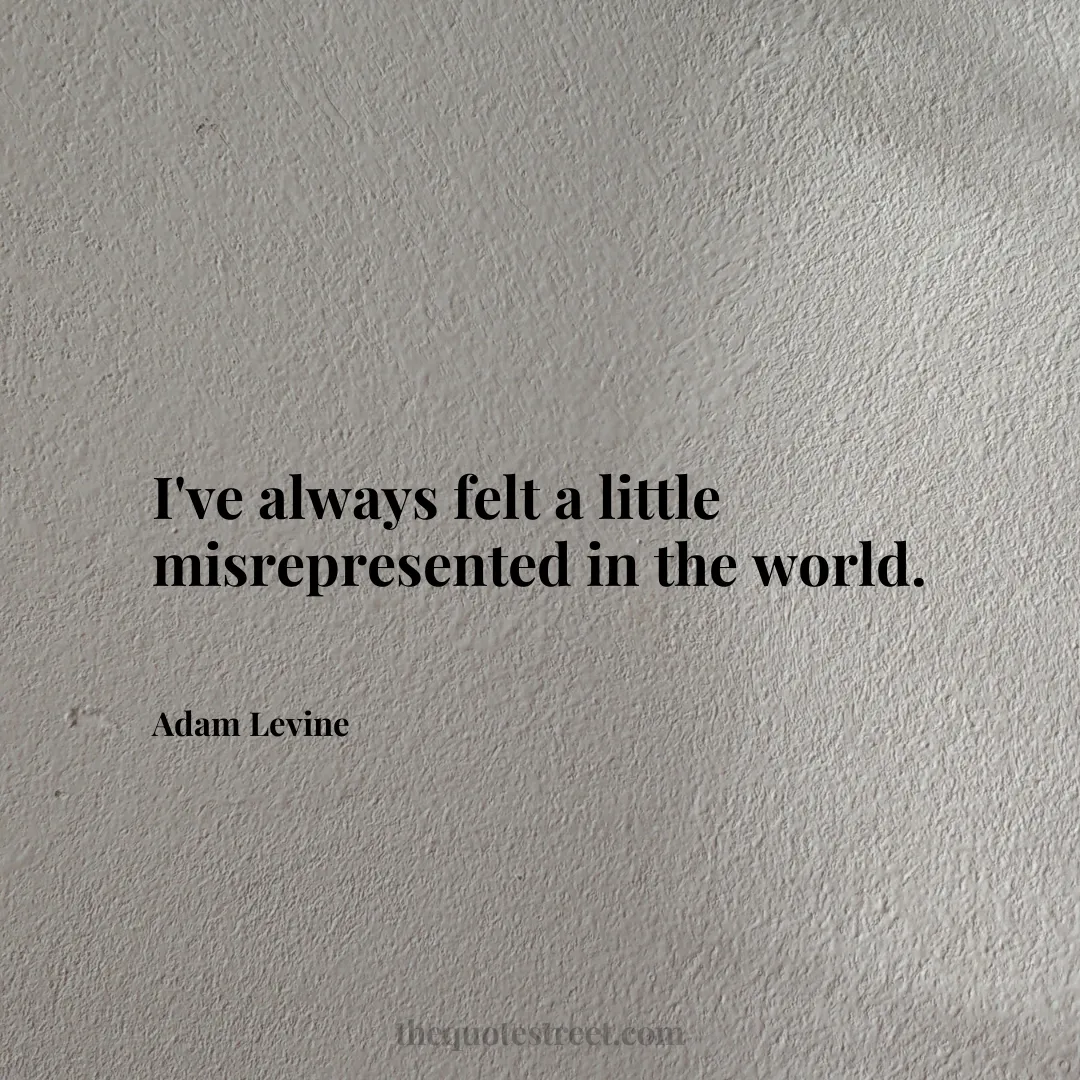 I've always felt a little misrepresented in the world. - Adam Levine