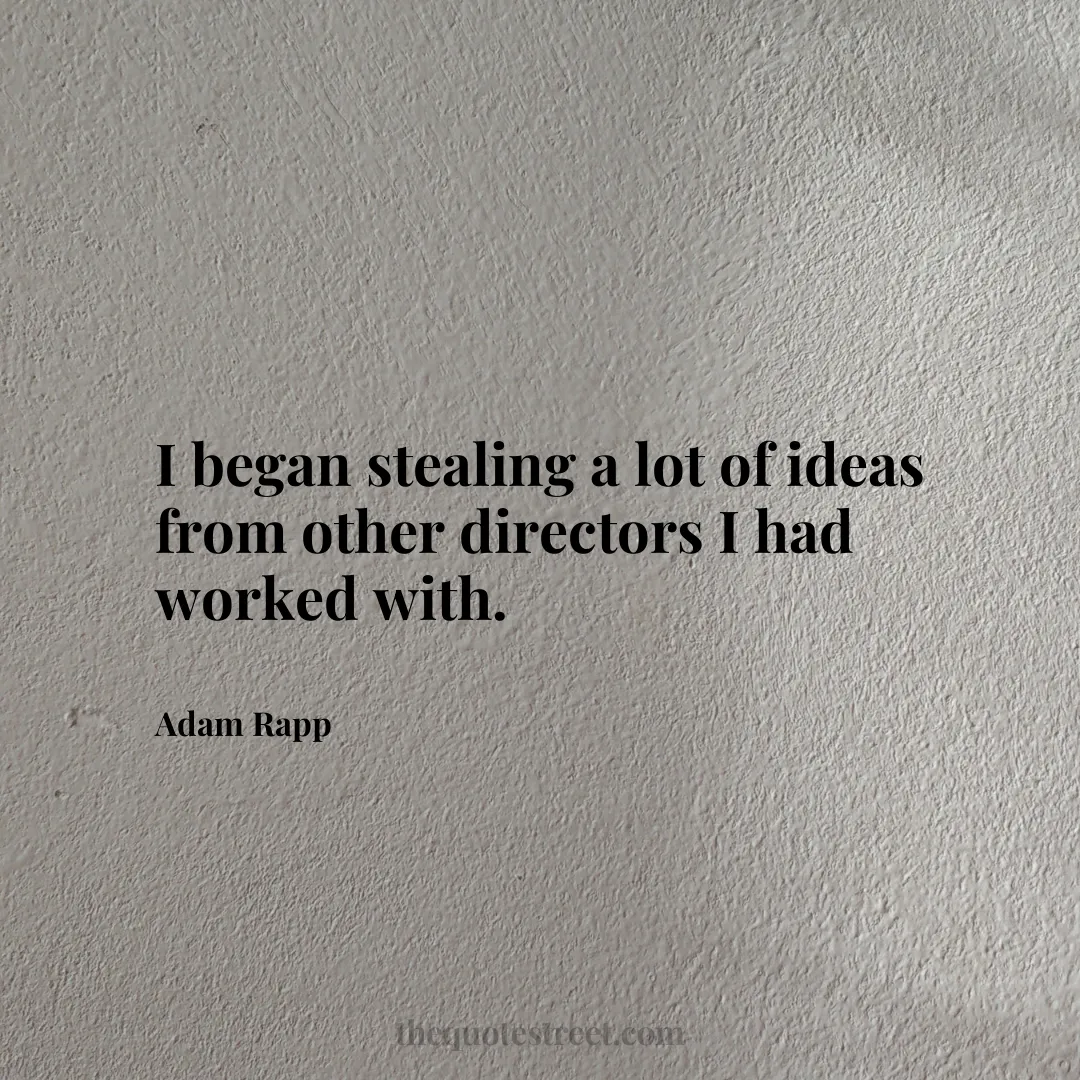 I began stealing a lot of ideas from other directors I had worked with. - Adam Rapp