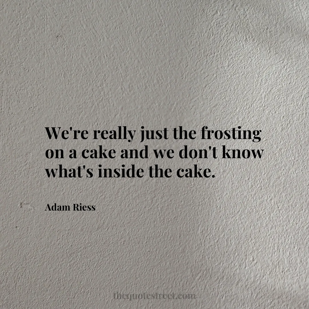We're really just the frosting on a cake and we don't know what's inside the cake. - Adam Riess