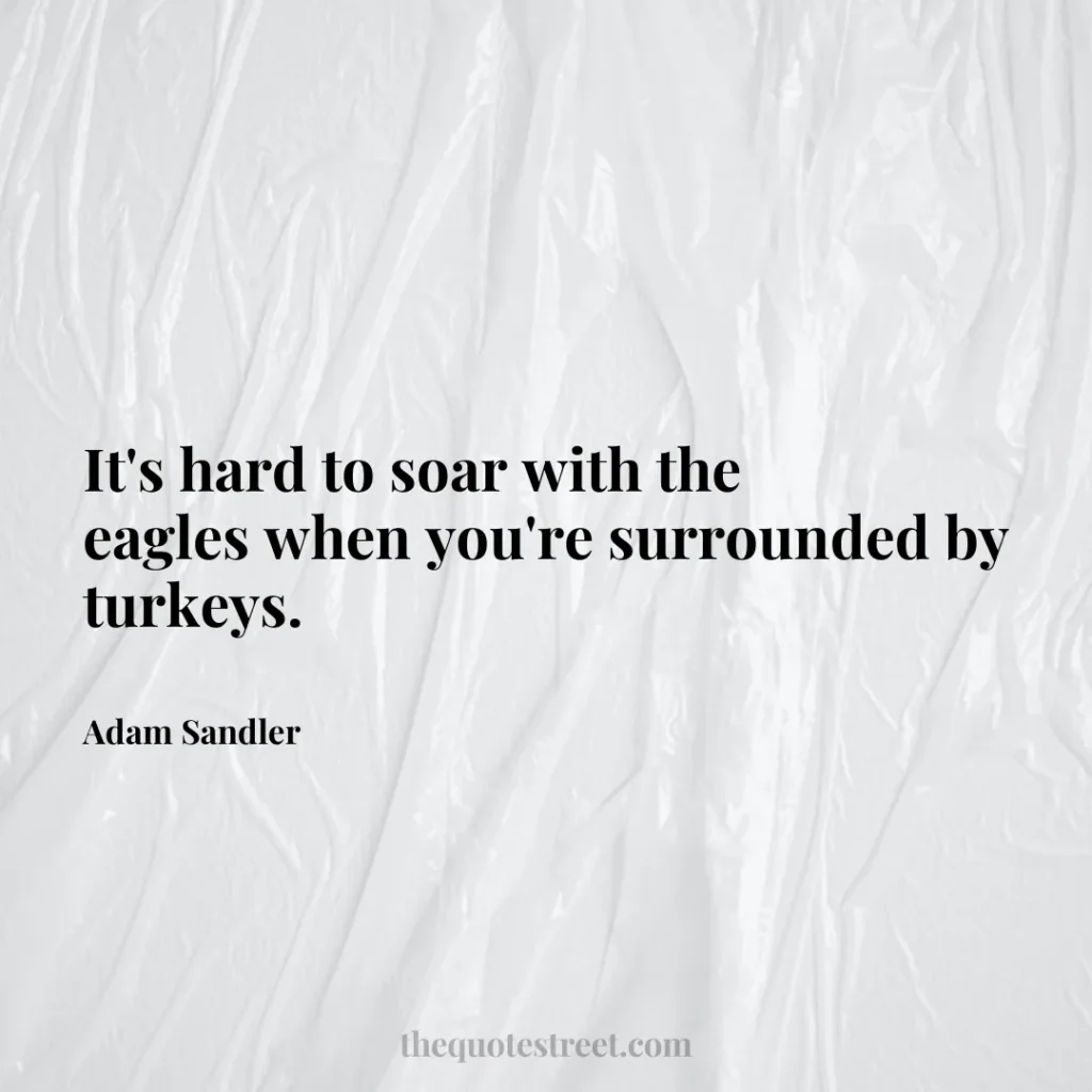 It's hard to soar with the eagles when you're surrounded by turkeys. - Adam Sandler