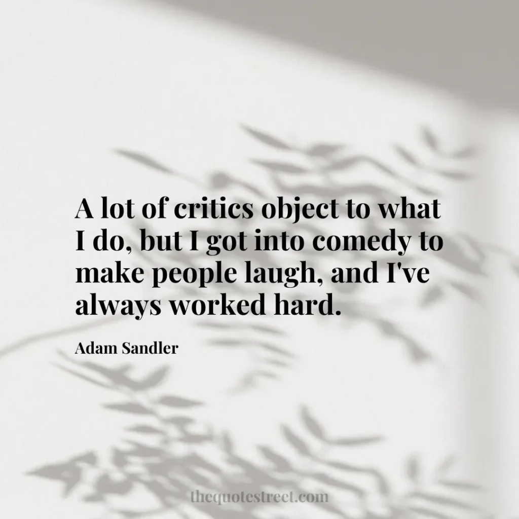 A lot of critics object to what I do
