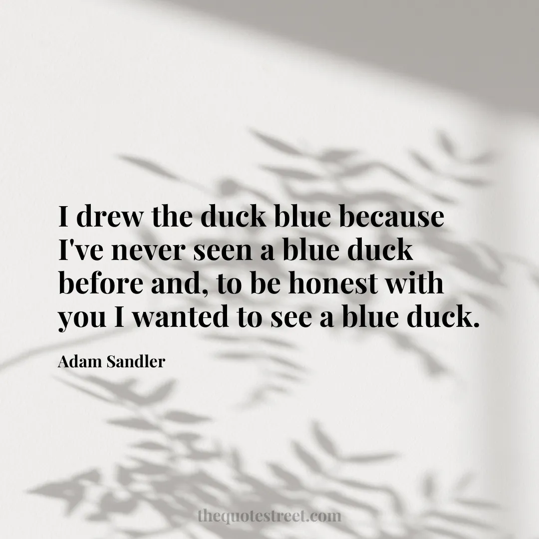 I drew the duck blue because I've never seen a blue duck before and