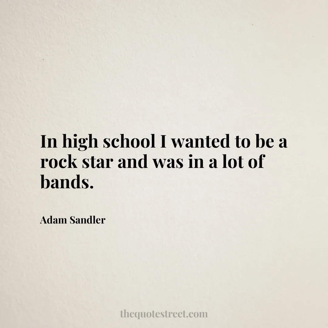 In high school I wanted to be a rock star and was in a lot of bands. - Adam Sandler