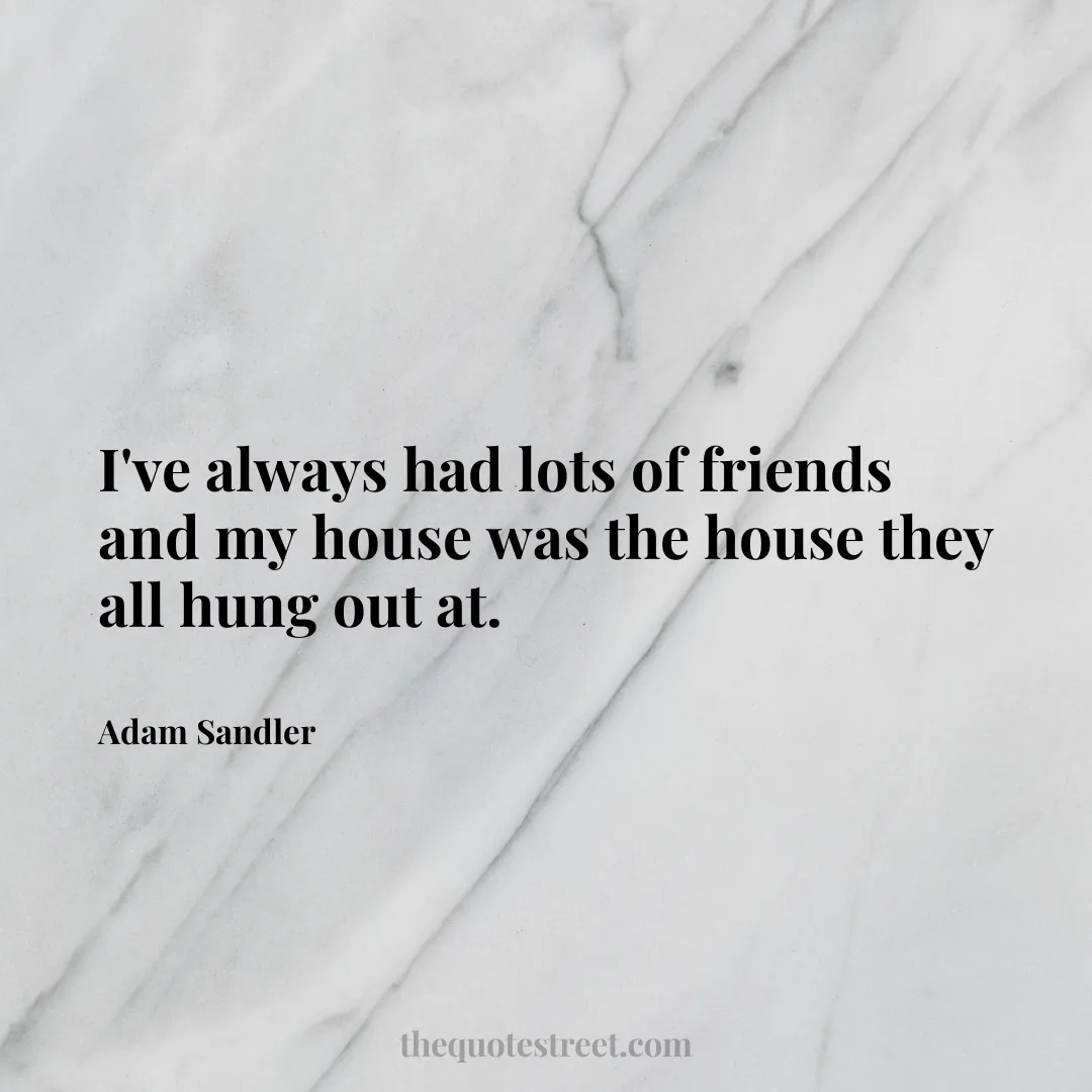 I've always had lots of friends and my house was the house they all hung out at. - Adam Sandler